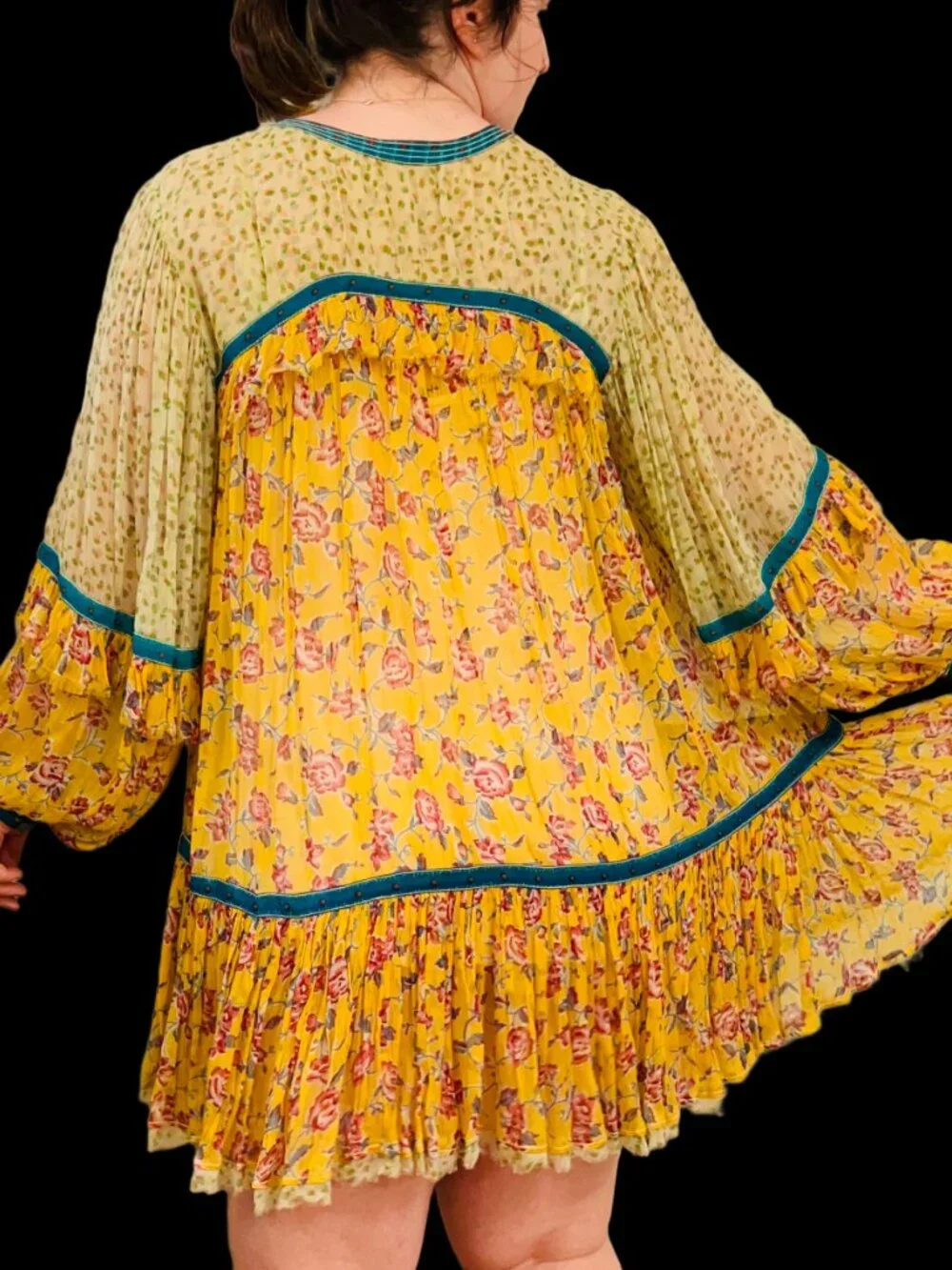 Free People Flowy Silk Floral Print Tunic Dress, Slip Included - Picture 2 of 5